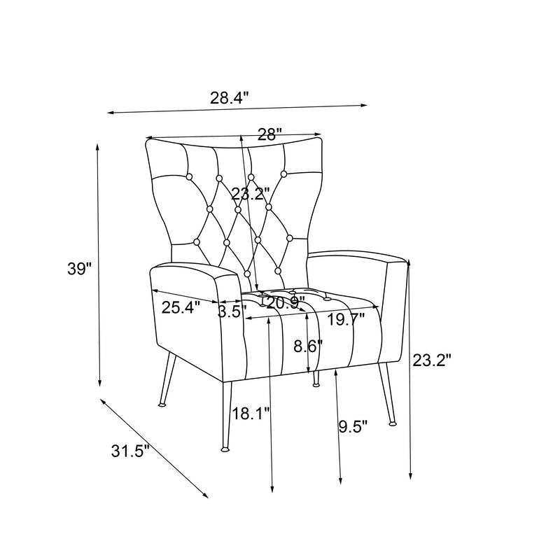 Modern Accent Chair With Ottoman, Comfy Armchair For Living Room, Bedroom, Apartment, Office