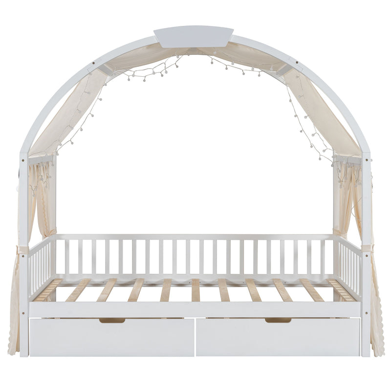 Bed With Arched Roof And 2 Drawers