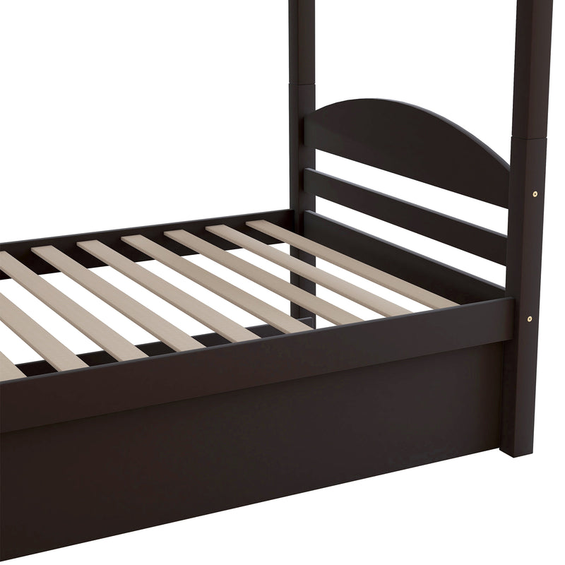 Twin L-Shaped Bunk bed with Trundle-Espresso{OLD SKU:LP000024AAP}