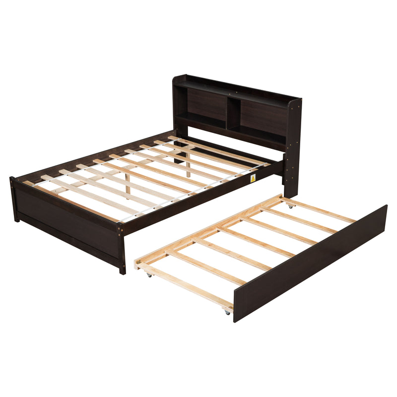 Full Bed With Trundle, Bookcase - Espresso