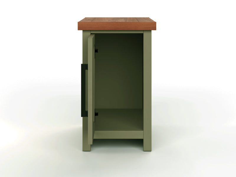 Vineyard - 14" Chairside Table - Sage Green And Fruitwood