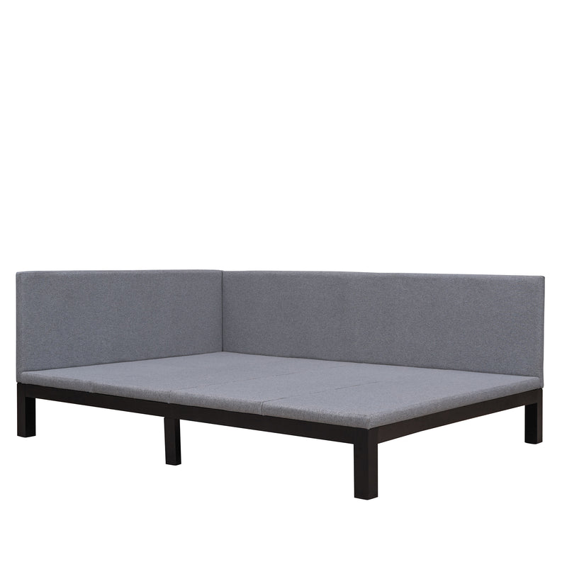 Upholstered Daybed/Sofa Bed Frame Full Size Linen-Gray