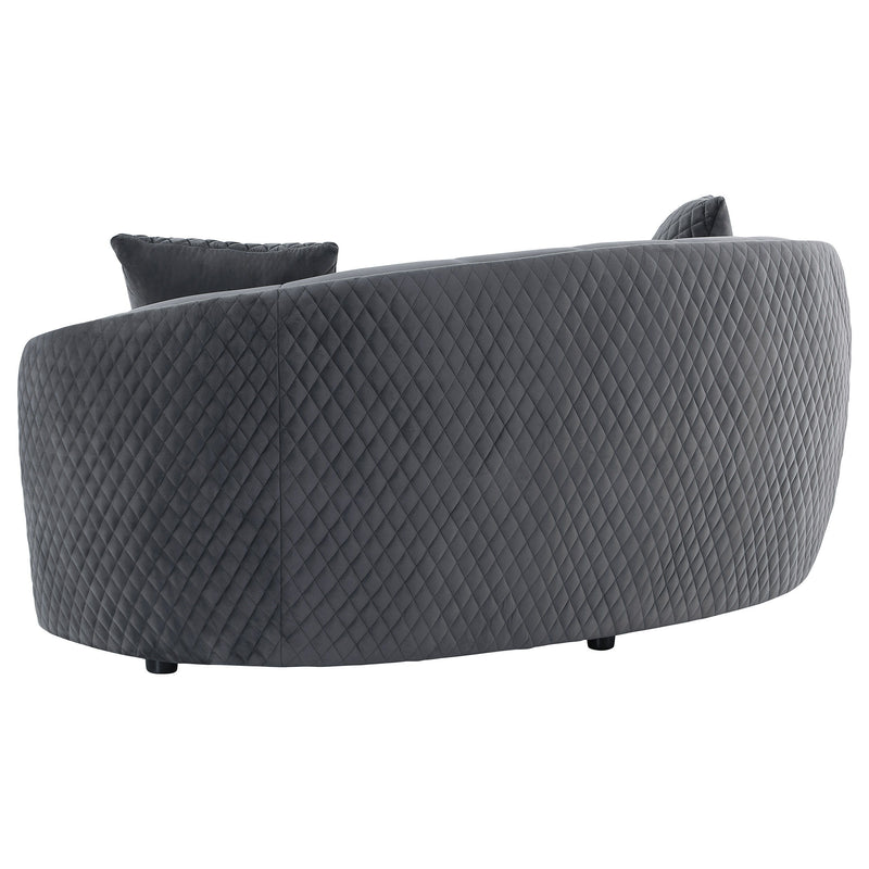 Brookside - Velvet Upholstered Curved Loveseat - Dark Gray