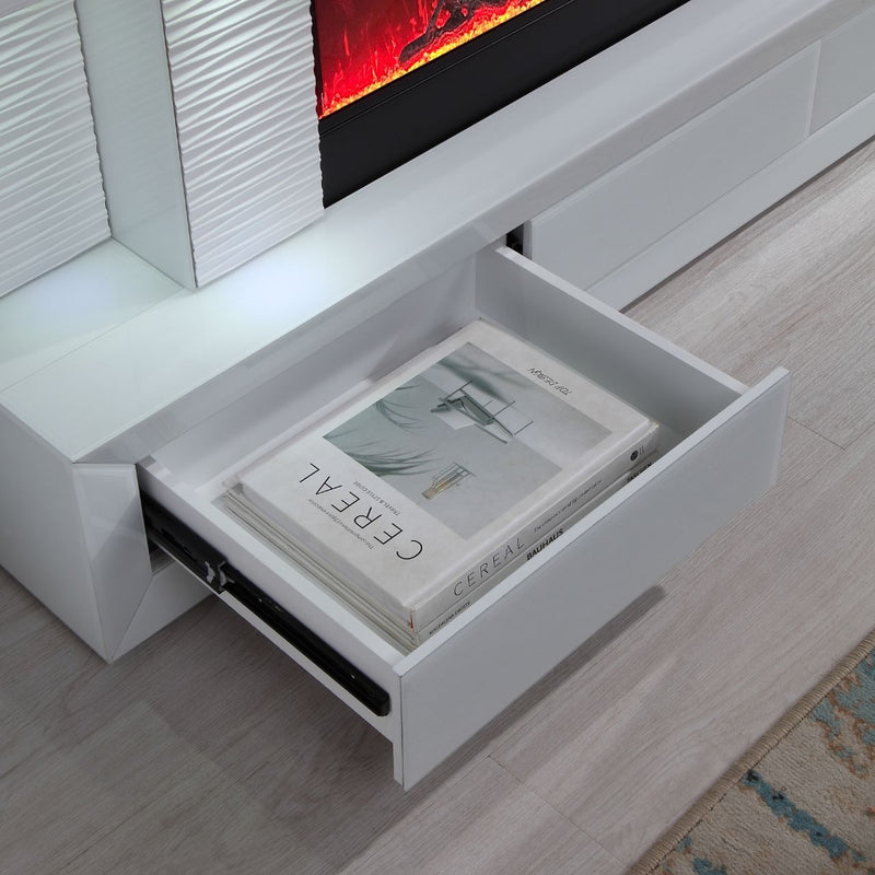 Spencer - TV Stand With Fireplace And Speaker - White