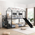 Twin Over Twin Metal Bunk Bed With Slide And Steps