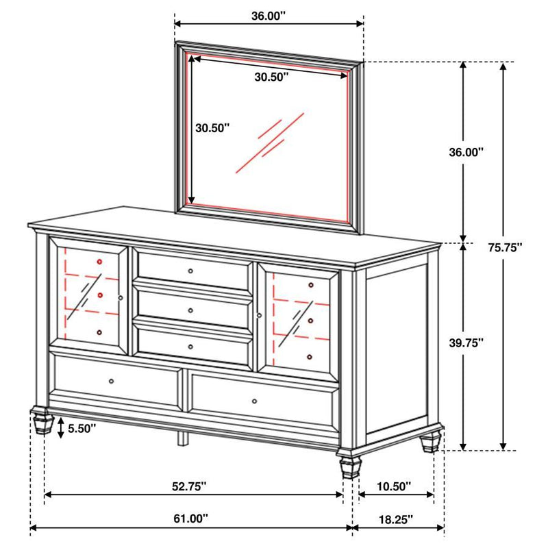 Sandy Beach - 11-drawer Dresser With Mirror