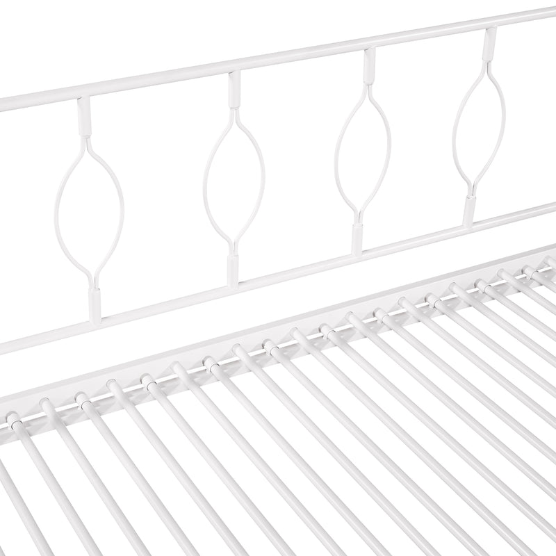 Twin Size Metal Daybed with Trundle, Daybed with Slat No Box required White