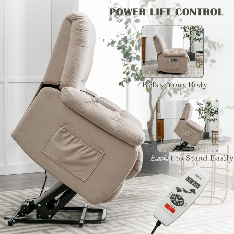 Massage Recliner Chair Electric Power Lift Recliner Chairs With Heat, Vibration, Side Pocket For Living Room Bedroom