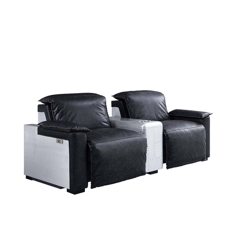 Misezon - Recliner - Black Top Grain Leather & Aluminum