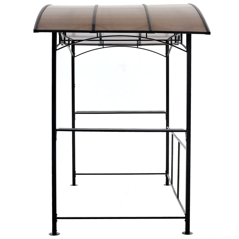 Grill Gazebo 8X5Ft, Outdoor Patio Canopy, Bbq Shelter With Steel Hardtop And Side Shelves - Black