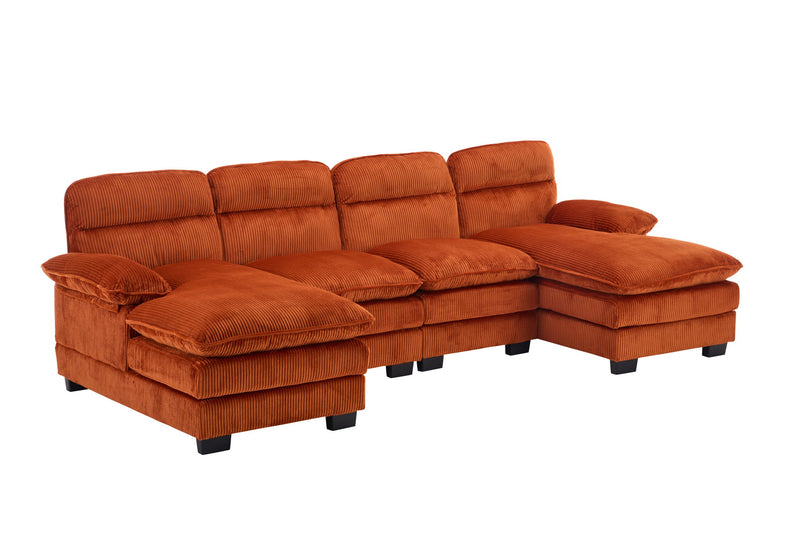 U-Shaped Profile Sofa, Including Two Single Seats And Two Chaise, Modular Sofa, Corduroy Sofa