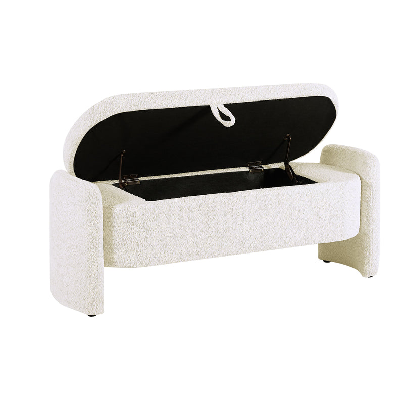 Ottoman Oval Storage Bench, 3D Lamb Fleece Bench With Large Storage Space For The Living Room, Entryway And Bedroom