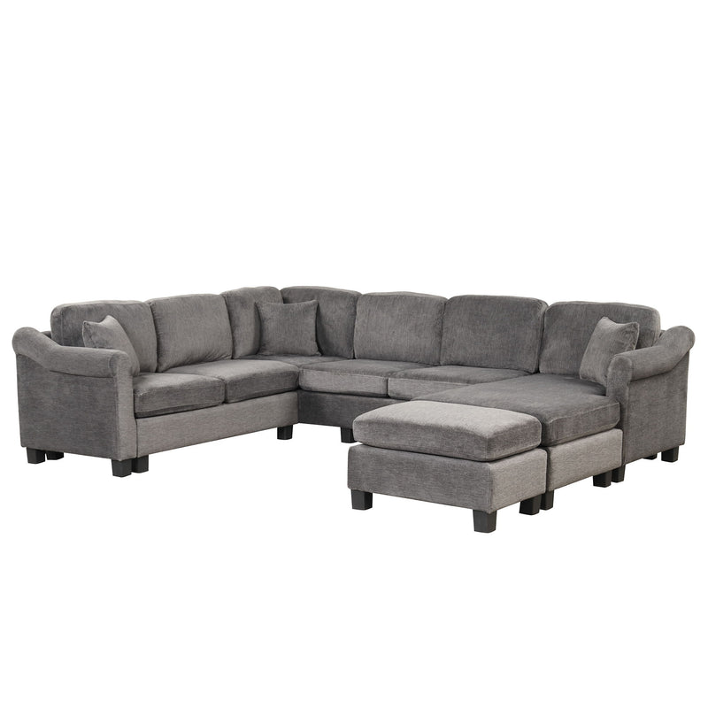 4 Pieces Sectional Sofa With Ottoman With Right Side Chaise