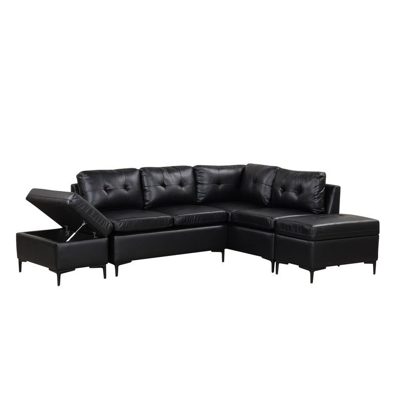 L-Shaped Corner Sofa Sectional Sofa Couch With Movable Storage Ottomans For Living Room