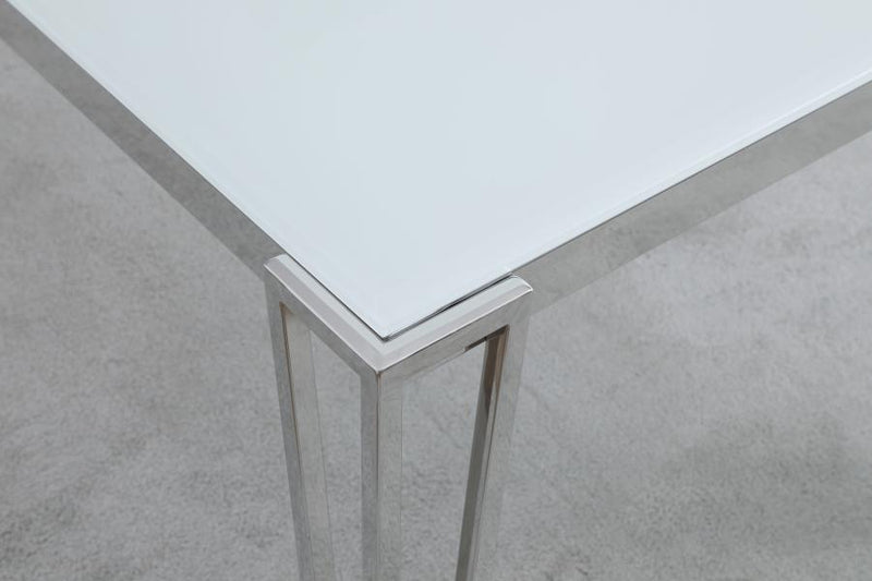 Pauline - Rectangular Dining Table With Metal Leg - White And Chrome