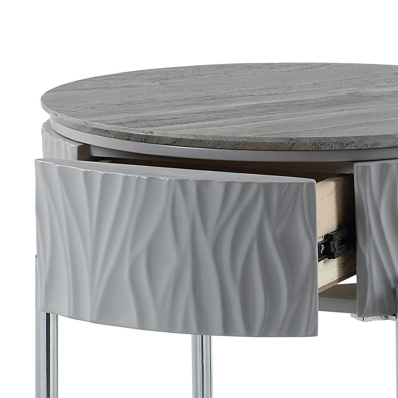 Yukino - End Table - Gray High & Chrome