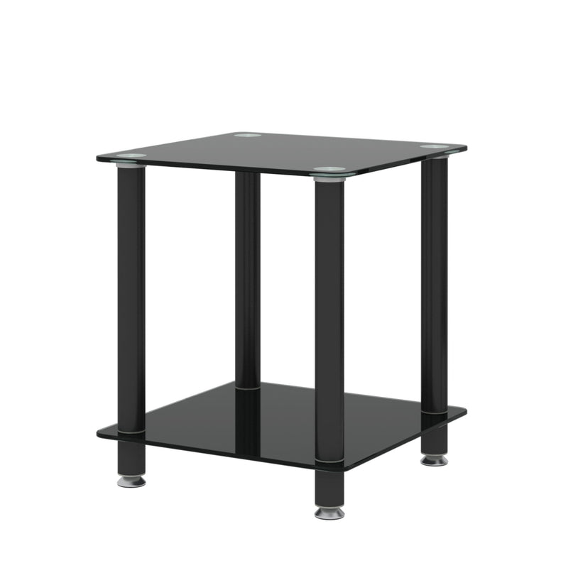 2 Piece Side Table, 2 Tier Space End Table, Modern Night Stand, Sofa Table, Side Table With Storage Shelve - Black