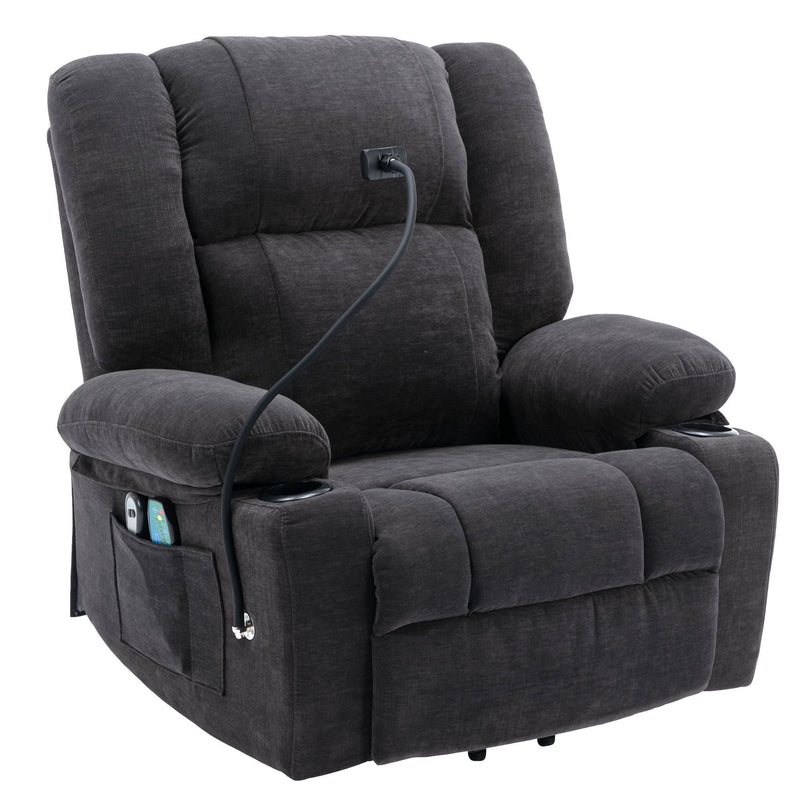 Power Lift Recliner Chair Electric Recliner For Elderly Recliner Chair With Massage And Heating Functions, Remote, Phone Holder Side Pockets And Cup Holders For Living Room