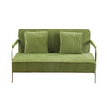 Modern Upholstered Pleated Comfy 2 Seater Loveseat With Gold Metal Legs, 2 Throw Pillows For Small Spaces