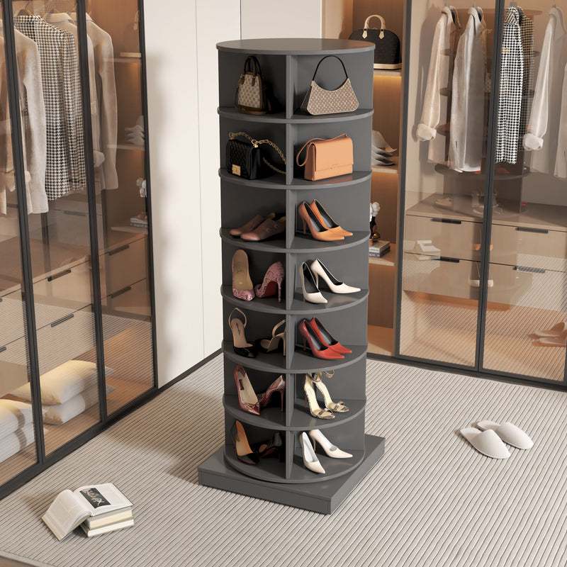 New 360 Rotating Shoe Cabinet 7 Layers Holds Up To 28 Paris Of Shoes