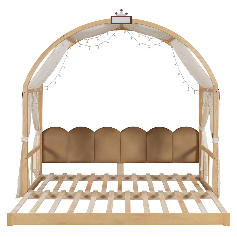 Extended Bed With Arched Roof And Trundle