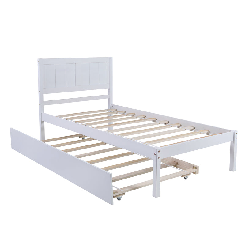 Twin size Platform Bed Wood Platform Bed with Trundle