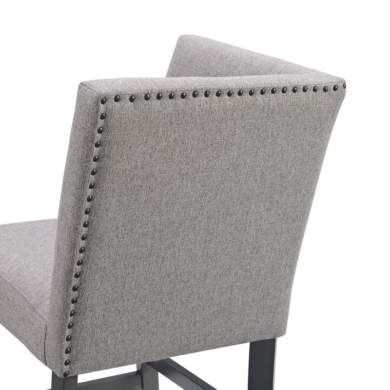 Seneca - Counter Corner Bench With Upholstered Back And Grey Fabric - Gray