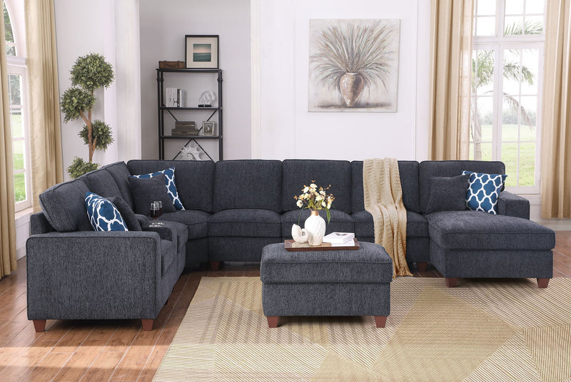 Sarah - Upholstered Sectional With Ottoman