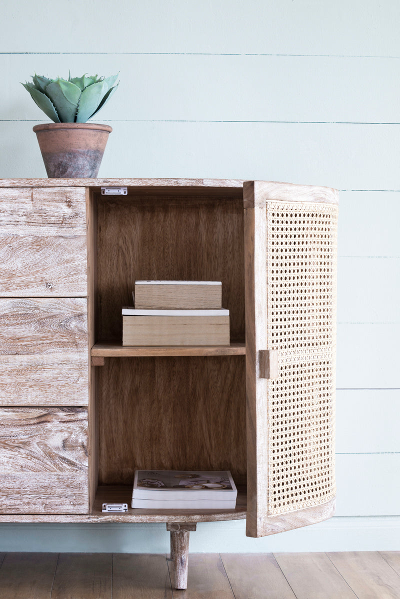 TV Console With Cane Doors - Multicolor