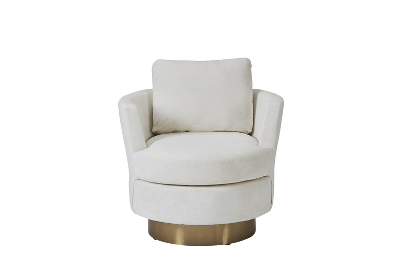 Barrel Chair, Swivel Accent Chairs Armchair For Living Room, Reading Chairs For Bedroom Comfy, Round Barrel Chairs With Gold Stainless Steel Base