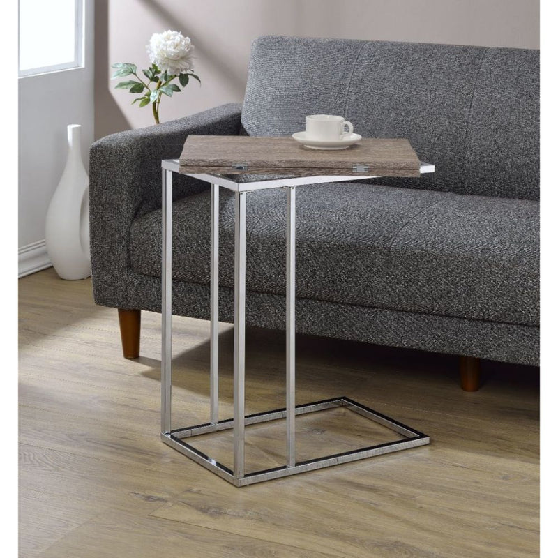 Danson - Accent Table - Weathered Oak & Chrome