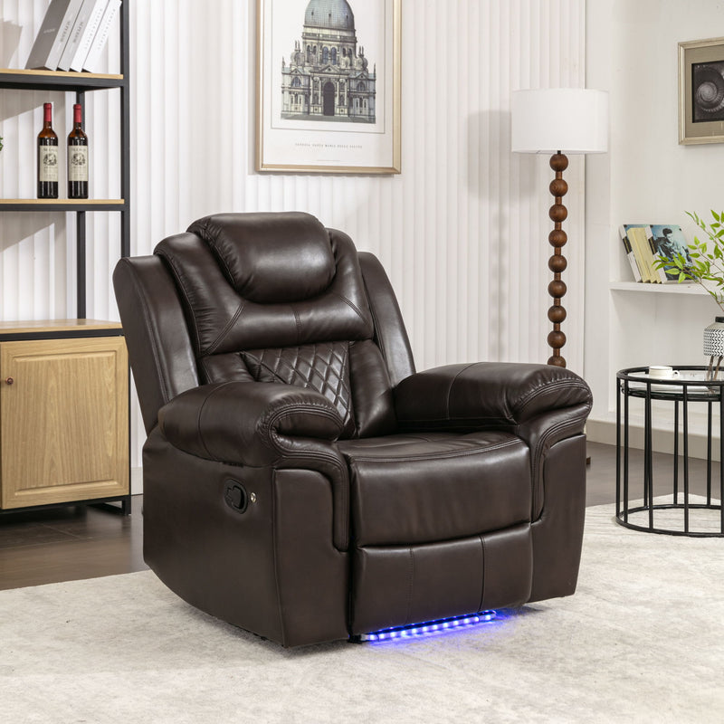 Home Theater Seating Manual Recliner Chair With Led Light Strip For Living Room