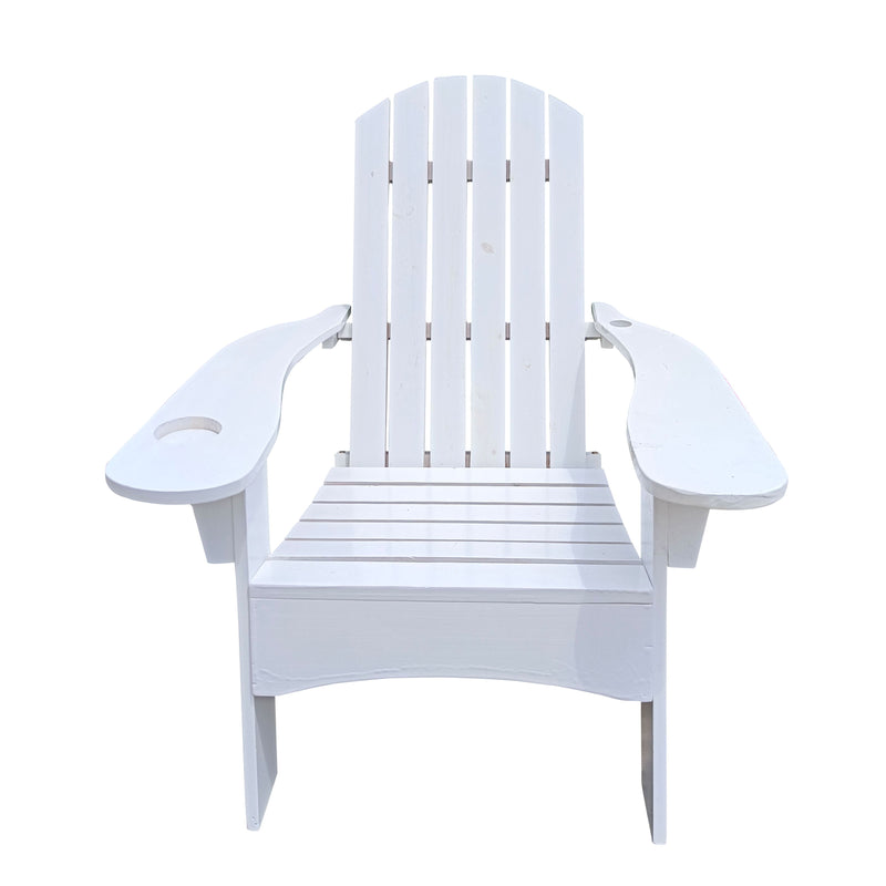 Outdoor Or Indoor Wood Adirondack Chair With An Hole To Hold Umbrella, On The Arm