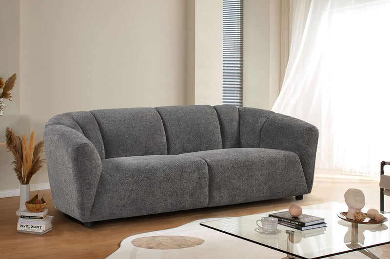 Living Room Sofa Set With Luxury Boucle , 3 Seater - Gray