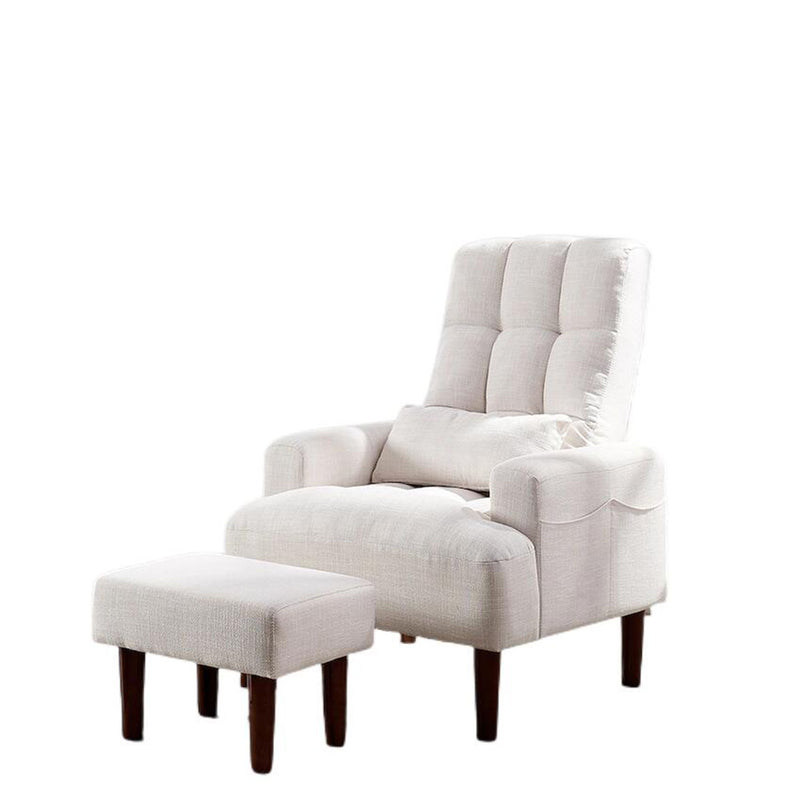 Recliner Soft Cozy Sofa Chair With Ottoman - Cream White