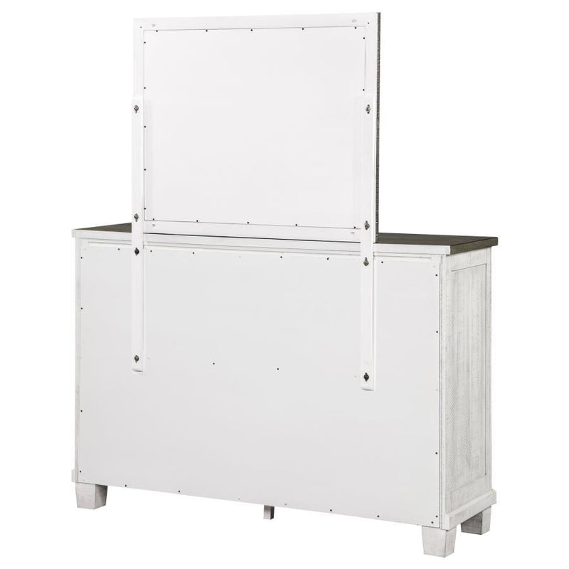 Lilith - 7-Drawer Dresser With Mirror Distressed - Grey And White