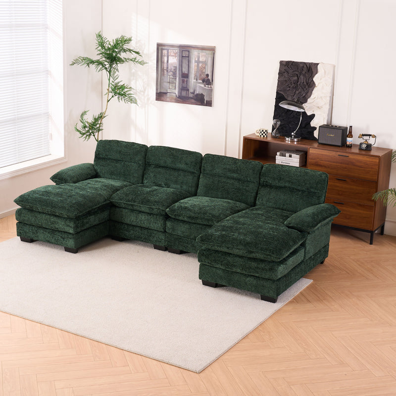 U-Shaped Profile Sofa, Including Two Single Seats And Two Chaise, Modular Sofa, Chenille Sofa