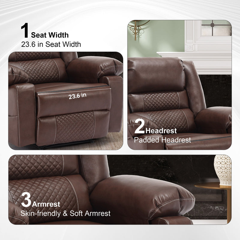 Breathable Leather Massage Recliner Chair Manual Living Room Reclining Sofa