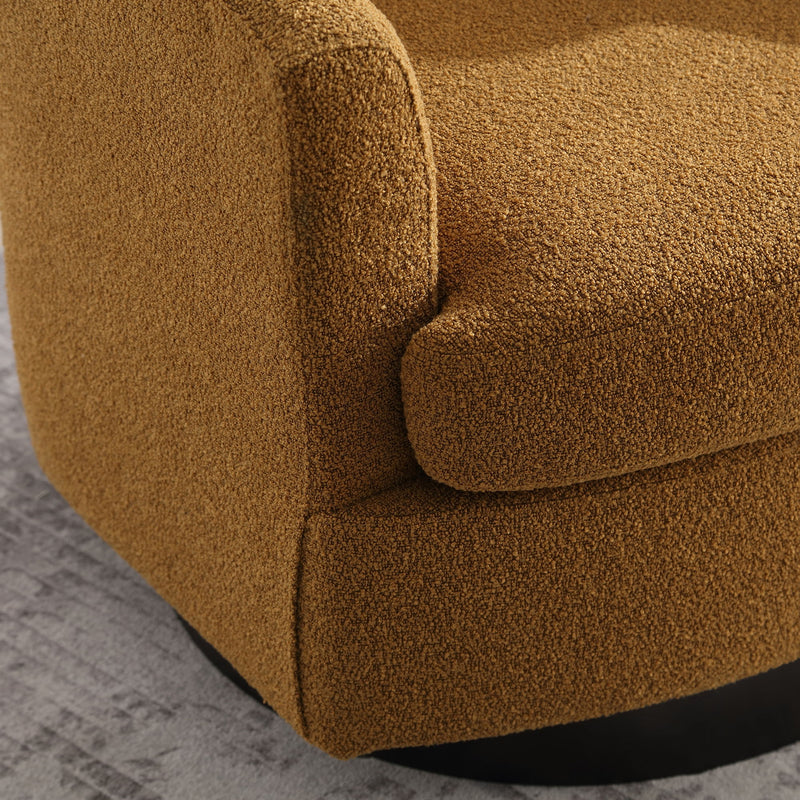 Boucle Upholstered Swivel Cuddle Accent Round Barrel Chair Modern Single Sofa, 360 Degree Circle Club Armchair For Nursery Bedroom Living Room Coffe Bar Lounge Hotel