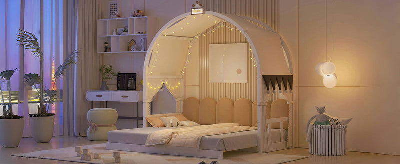 Extended Bed With Arched Roof And Trundle