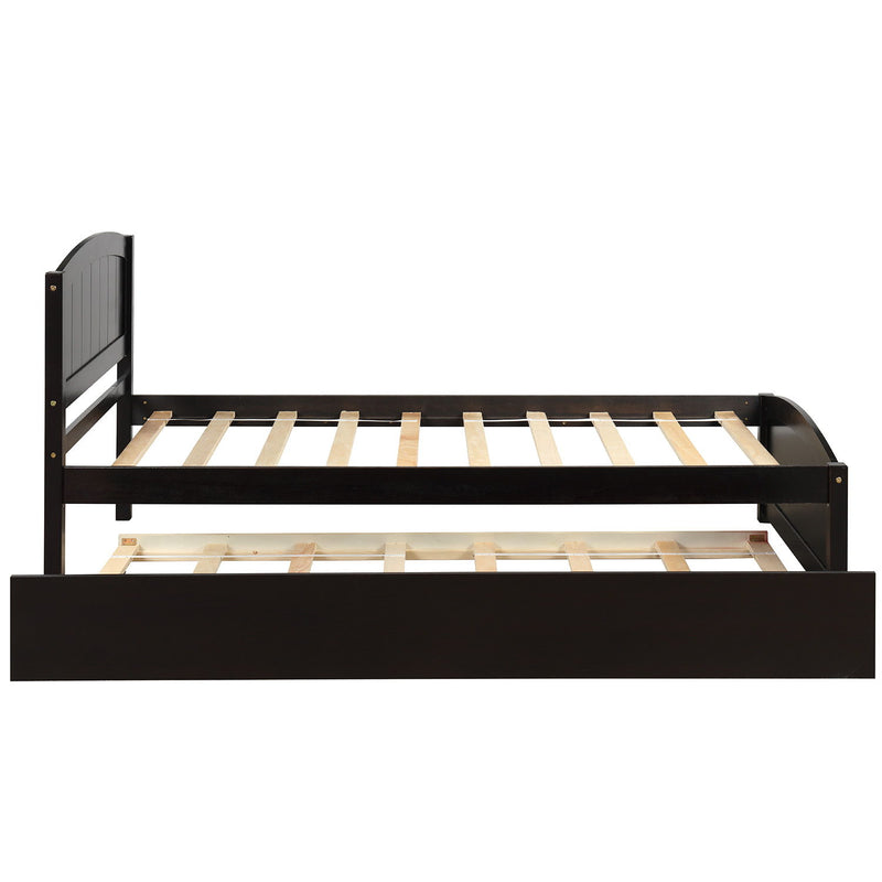 Twin Size Platform Bed With Trundle - Espresso