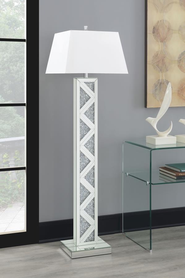 Carmen - Empire Mirrored Acrylic Floor Lamp - Silver