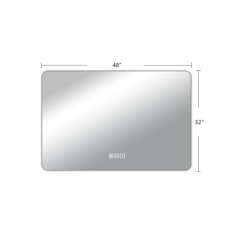 48" Bathroom Mirror With LED Lights Front And Backlit, Anti-Fog Lighted Vanity Mirrors For Wall Mounted And 5 Level Dimmable, Horizontal / Vertical - Clear