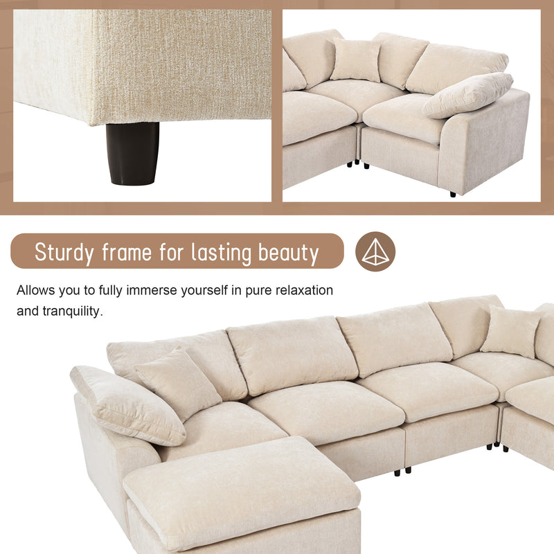 U_Style Oversized Modular Sectional Sofa with Ottoman L Shaped Corner Sectional for Living Room, Office, Spacious Space