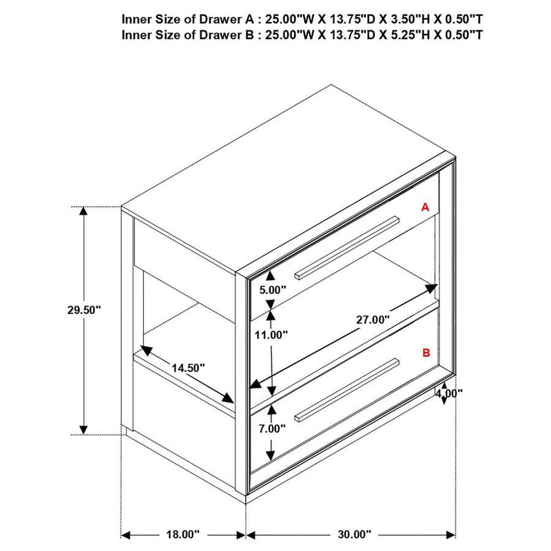 Durango - 2 Drawers Nightstand