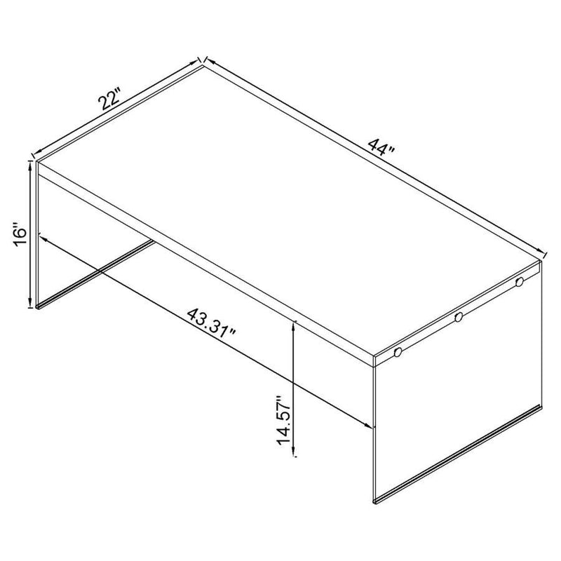 Opal - Rectangular Glass Frame Coffee Table - White High Gloss