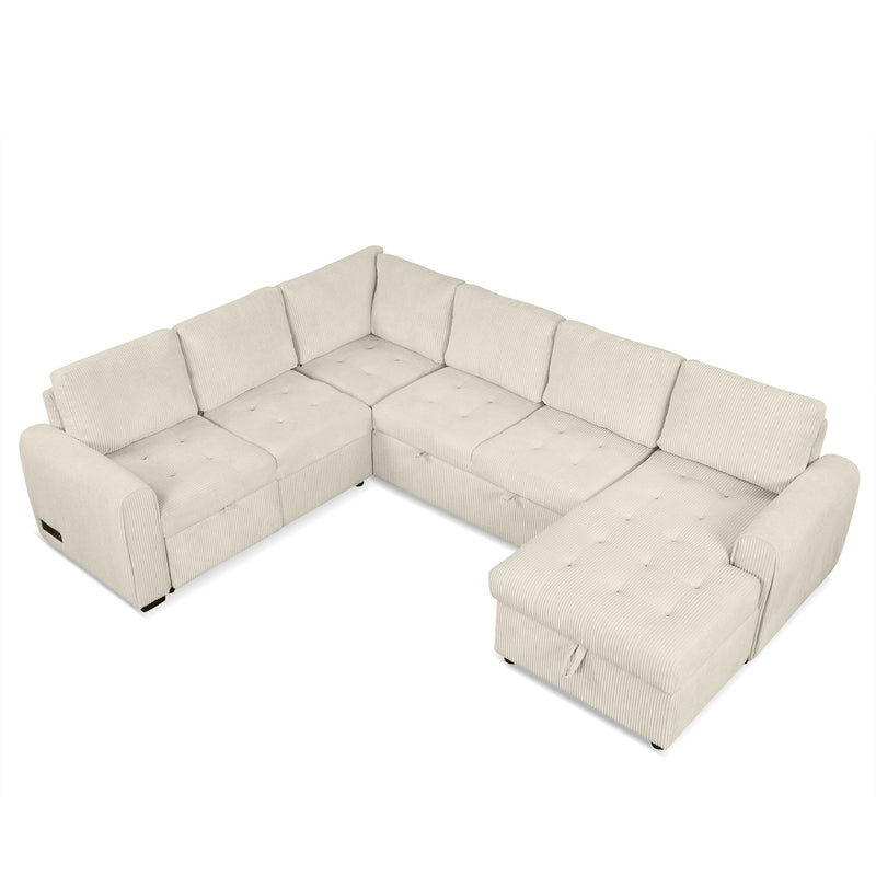 U-Shaped Sofa Sectional Sofa Pull-Out Sofa Bed With A Storage Chaise Lounge, Charging Devices For Living Room