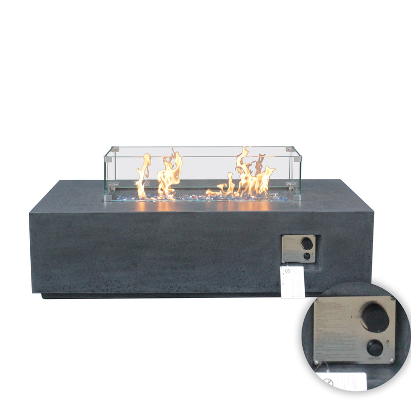 Outdoor Concrete Propane Gas Rectangle Fire Pit Table