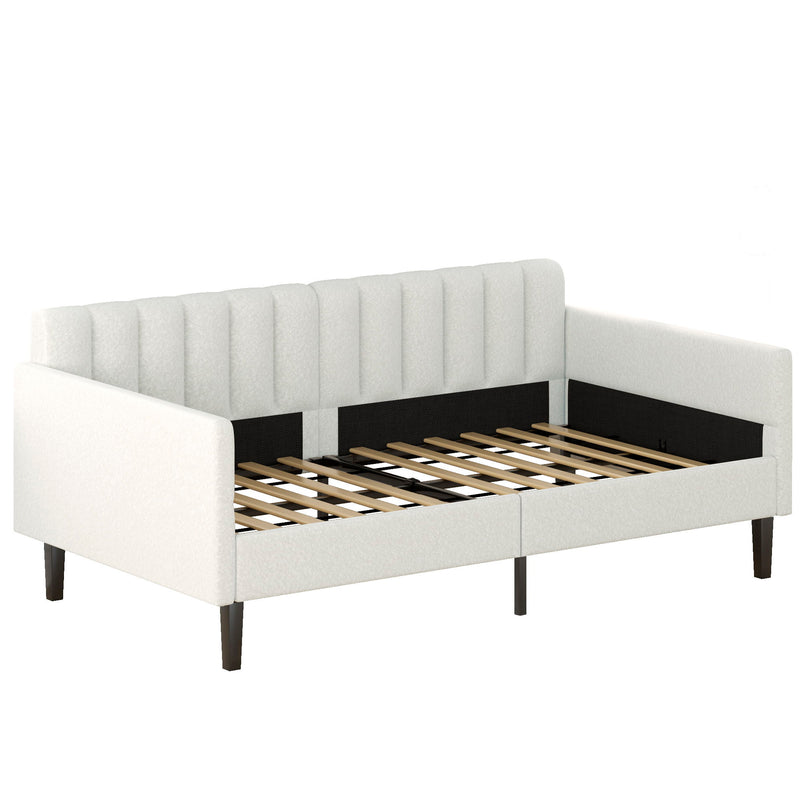 Elena - Boucle Upholstered Daybed, Ribbed Tufted Backrest