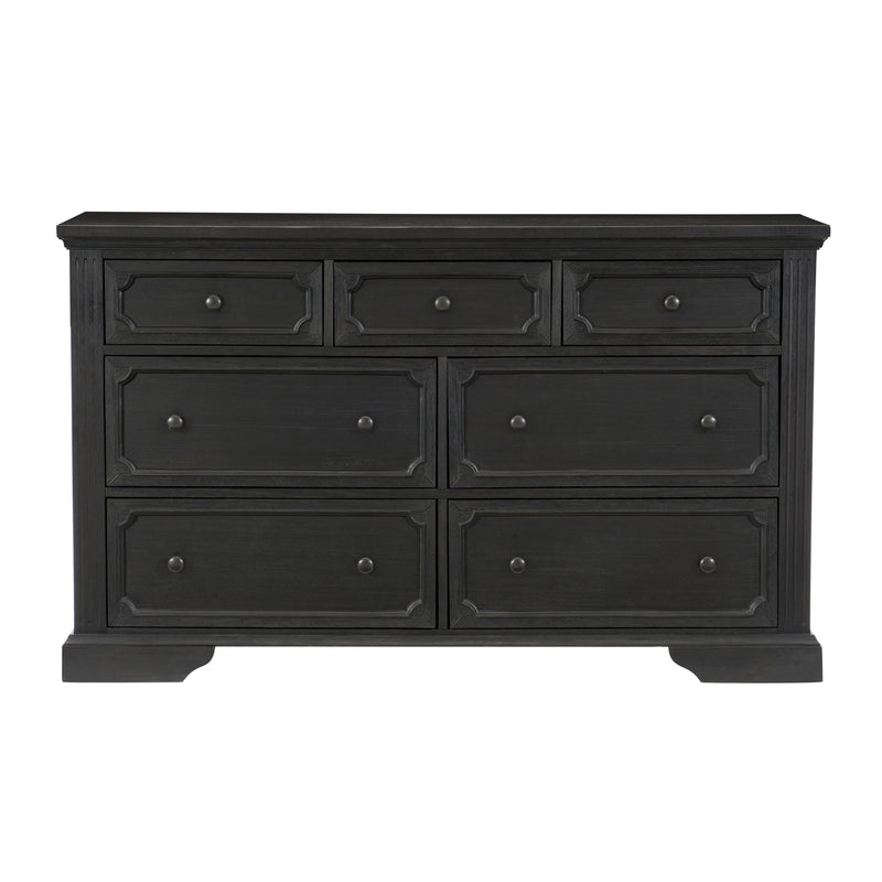 Charcoal Finish Traditional Dresser of 7 Storage Drawers Wooden Bedroom Furniture 1pc Rustic Style